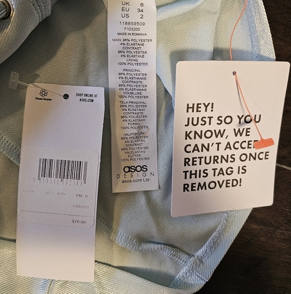 ASOS DESIGN Women's Cup Lace-Up Long Sleeve Mini Dress, Light Blue, Multiple Szs - Picture 13 of 13